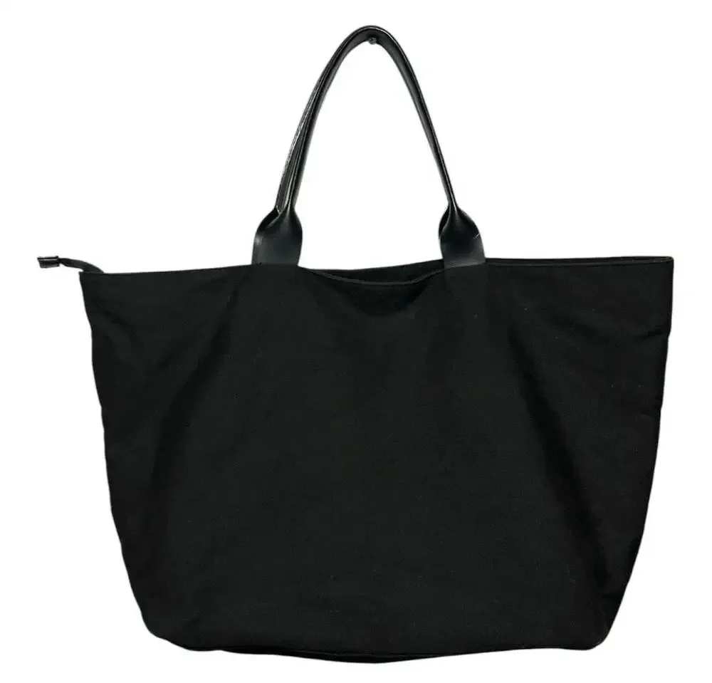 Victoria's Secret Large Black and Silver Striped Sequin Logo Tote Bag